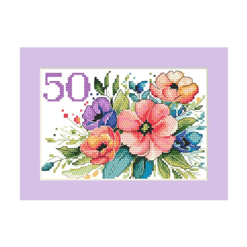 Cross stitch pattern for a phone - Birthday card with flowers