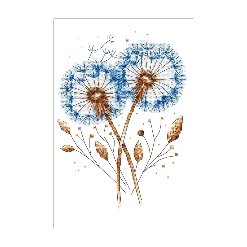 Kreuzstichmuster für Smartphone - Blaue Löwenzahnblüten III