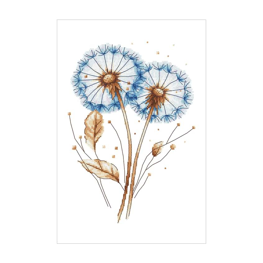 Kreuzstichmuster für Smartphone - Blaue Löwenzahnblüten I