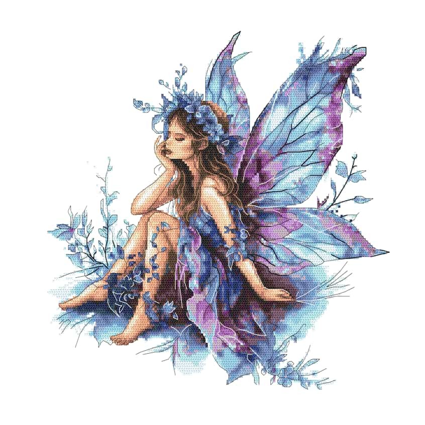 Cross stitch pattern for a phone - Purple fairy