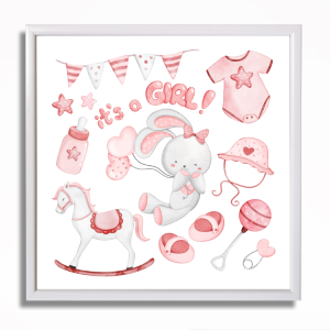 0497RA Babypartybild - Luftballons Mädchen