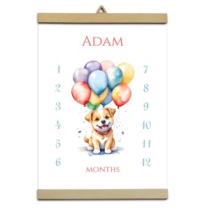 0521-PE Personalisiertes Poster - Erstes Lebensjahr - Kleiner Hund