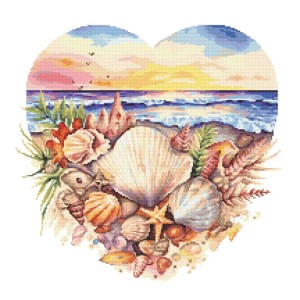 GC 10975 Kreuzstichmuster auf Papier - Meer im Herzen