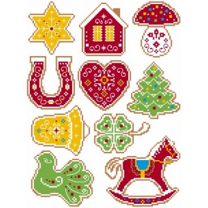 GU 8654 Cross stitch pattern on paper - Christmas tree decorations - Embroidered gingerbread