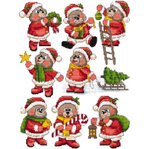 W 4840 Cross stitch pattern PDF - Christmas tree decorations - Teddy bears