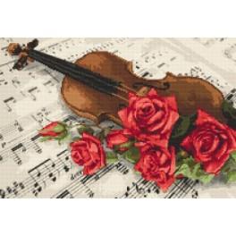 AN 8399 Aida mit Aufdruck - Geige mit Rosen