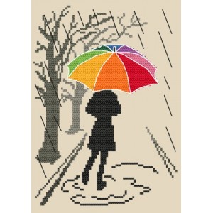 Z 8611 Cross stitch kit - Colorful umbrella - Walk