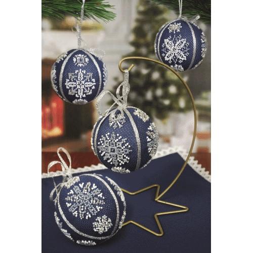 ZUK 8824 Stickpackung mit Perlen - Weihnachtskugeln mit Schneeflocken