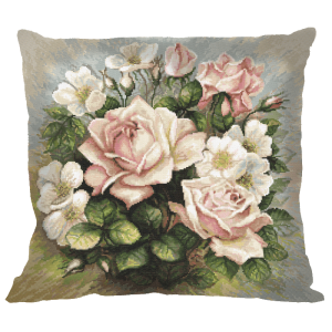 ZU 8845-01 Cross stitch kit - Cushion - Pastel roses