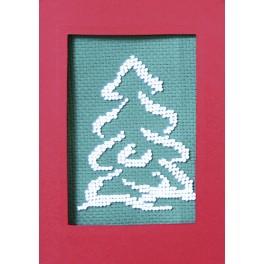 ZU 8405-02 Stickpackung mit Perlen - Weihnachtskarte - Der schneebedeckte Weihnachtsbaum