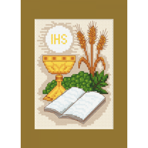 ZU 8418 Stickpackung - Kommunion-Karte - Bibel und Ähren