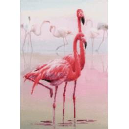 RPT 0012 Stickpackung mit Stickgarn und Hintergrund - Flamingos