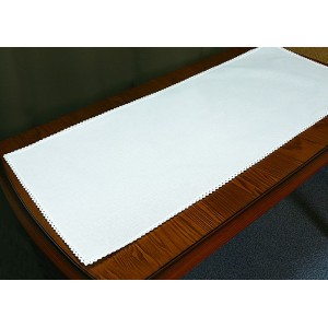 986-01 Runner Aida with lace 40x90 cm white