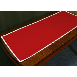 986-06 Tischläufer Aida mit Spitze 40x90 cm rot
