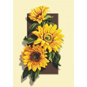 W 10085 Cross stitch pattern PDF - Sunflowers 3D