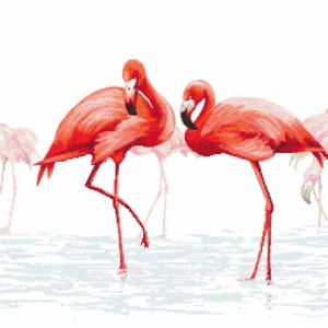 Z 10118-02 Stickpackung - Triptychon mit Flamingos - mitte