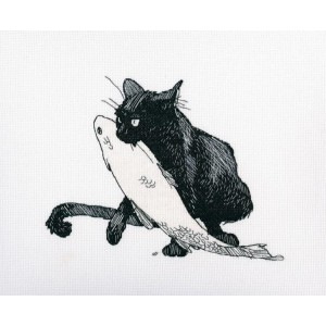 ZTM 665 Stickpackung - Schwarze Katze - Zeit für Fisch