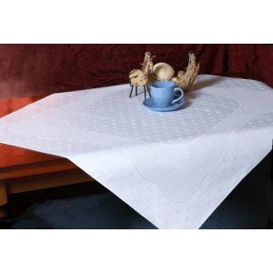 927-02 Tischdecke Land 90x90 cm weiß