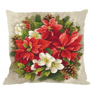 ZU 8950-01 Cross stitch kit - Cushion - Christmas magic of red