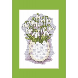 ZU 10205-04 Cross stitch kit - Postcard with snowdrops