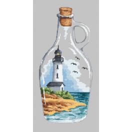 GC 10222 Stickvorlage - Flasche mit Leuchtturm