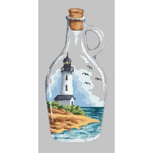 K 10222 Tapestry canvas - Bottle with a lighthouse