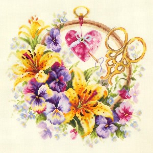 MN 100-121 Cross stitch kit - Lilies for needlewoman