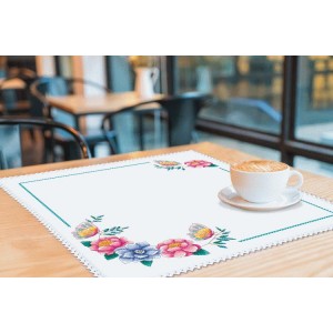 ZU 4395 Cross stitch kit - Napkin with flowers