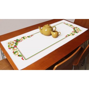 ZU 10194 Cross stitch kit - Christmas table runner with flowers