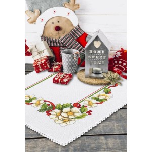 ZU 10195 Cross stitch kit - Christmas napkin with flowers
