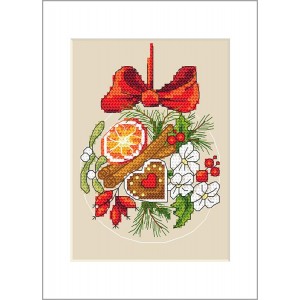 ZU 10232 Cross stitch kit - Postcard - Christmas ball