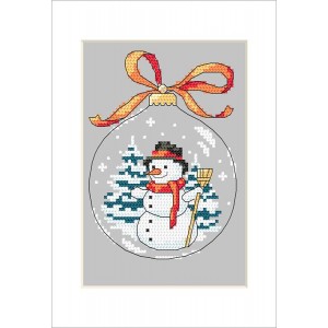 ZU 10236-01 Cross stitch kit - Postcard - Christmas ball with a snowman