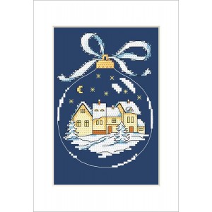 ZU 10235-01 Cross stitch kit - Postcard - Christmas ball with a town
