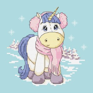 Z 10240 Cross stitch kit - Unicorn - Winter time
