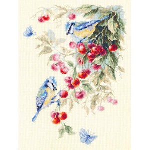MN 130-021 Stickpackung - Blaumeisen auf Kirschbaum