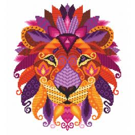 AN 10604 Aida mit Aufdruck - Colourful lion