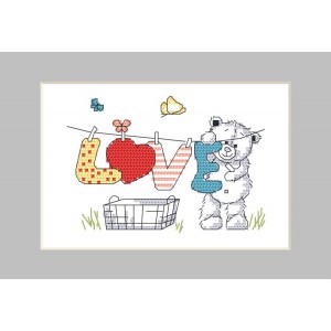 ZU 10261-02 Cross stitch kit - Postcard - Teddy bear washing