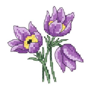 W 10259 ONLINE pattern pdf - Charming pasque-flowers