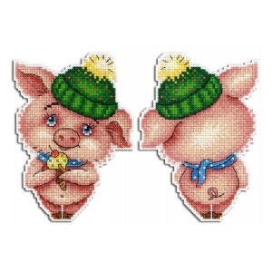 MP R-332 Cross stitch kit - Pendant - Winter piggy