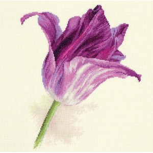 ALI 2-44 Cross stitch kit - Tulips - lilac velvet