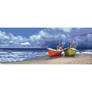 GC 10284 Cross stitch pattern on paper - Fishing boats by the sea