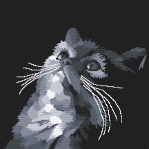 W 10638 Cross stitch pattern PDF - Gray cat
