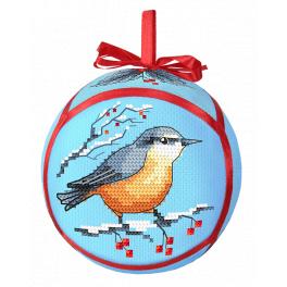 ZU 10290 Stickpackung - Weihnachtskugel mit Vogel