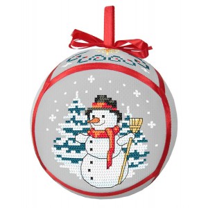 ZU 10289 Cross stitch kit - Christmas ball with a snowman