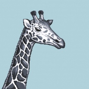 GC 10657 Kreuzstichmuster auf Papier - Schwarzweiße Giraffe