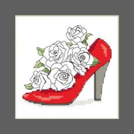 S 10327-01 Kreuzstichvorlage für Smartphone - Karte - Schuh voller Rosen