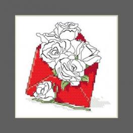 S 10327-03 Kreuzstichvorlage für Smartphone - Karte - Briefumschlag voller Rosen