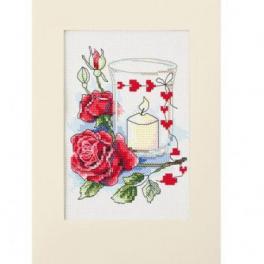 S 10302 Kreuzstichvorlage für Smartphone - Valentinstagskarte mit einer Kerze