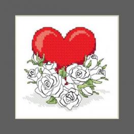 S 10327-02 Kreuzstichvorlage für Smartphone - Karte - Herz mit Rosenblumen