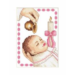 S 4925-01 Kreuzstichvorlage für Smartphone - Karte - Taufe eines Mädchens